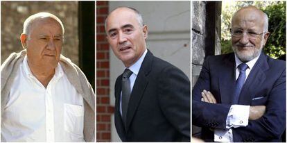 Amancio Ortega (Inditex), Rafael del Pino (Ferrovial) y Juan Roig (Mercadona), las tres mayores fortunas de España, según la lista Forbes
