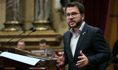 El vicepresident Pere Aragonès en la sessió d'aquest dimecres.