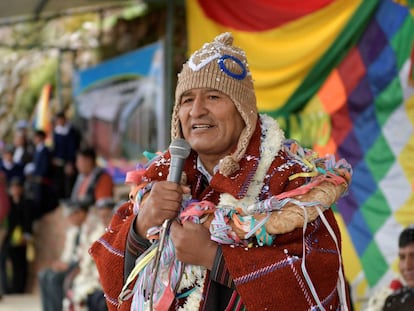 Evo Morales, en una ceremonia ind&iacute;gena en Cochabamba.