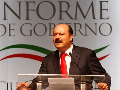 El entonces gobernador del Estado de Chihuahua, César Duarte, durante un informe, el 10 de octubre de 2012.