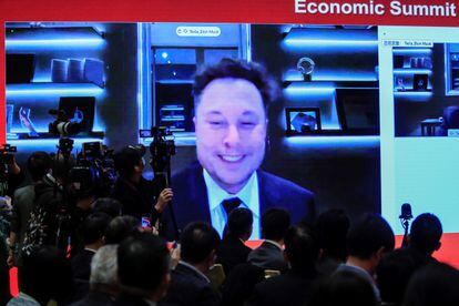 Elon Musk, director general de Tesla, durante el China Development Forum celebrado el 20 de marzo en Pekín.