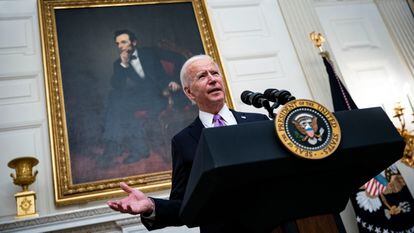 Biden durante su primera conferencia de prensa como presidente de EE UU, el pasado viernes en Washington.