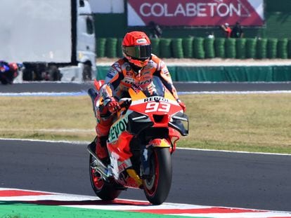 Marc Márquez durante el Gran Premio de San Marino.