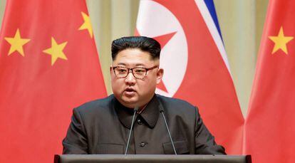 El líder de Corea del Norte, Kim Jong-un, durante su visita a China en abril.