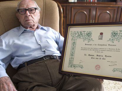Manuel Martin Rueda, un malague&ntilde;o de 102 a&ntilde;os, es el militante socialista m&aacute;s longevo.