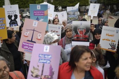 Una manifestación por el Día Internacional de la Mujer, el pasado 8 de marzo en Rabat.