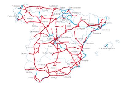 Red de autopistas y autovías.