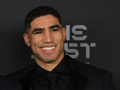 Achraf Hakimi, este lunes a su llegada de los premios The Best.