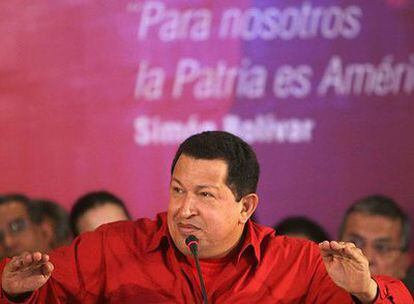 El presidente de Venezuela, Hugo Chávez, hoy durante la Cumbre de la ALBA