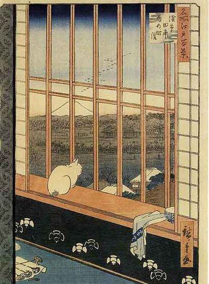 <i>Los arrozales de Asakusa durante la celebración de la fiesta del Gallo</i> (1857), de la serie <i>Cien vistas de Edo, </i>de Ando Hiroshige.