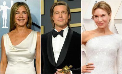 Los actores Jennifer Aniston, Brad Pitt y Renee Zellweger.