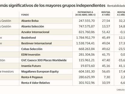 Los fondos más significativos de los mayores grupos independientes