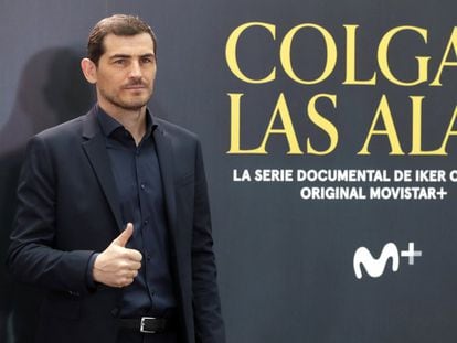 El exportero de la selección española, Iker Casillas durante la presentación de una serie documental sobre su retirada.
