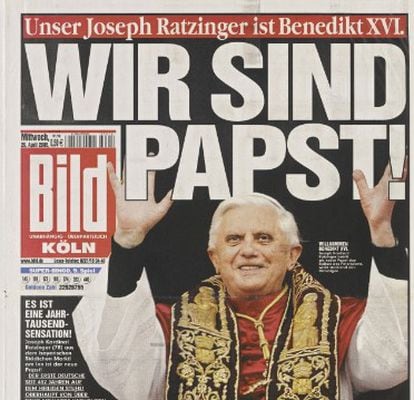 Portada del diario alemán 'Bild' de 2005, cuando Joseph Ratzinger fue elegido papa.