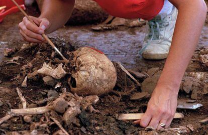 Forenses recuperan en 1992 los restos de al menos 50 niños asesinados en El Mozote