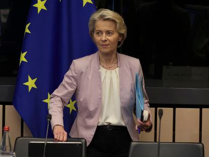 La présidente de la Commission européenne, Ursula von der Leyen, à Strasbourg, ce mardi.