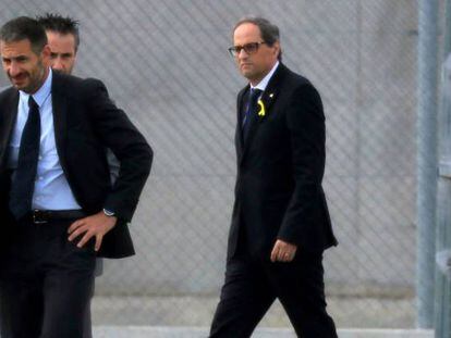 El president català, Quim Torra, a la seva arribada a la presó d'Estremera.
