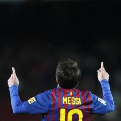 Lionel Messi, en un partido contra el Granada el 20 de marzo de 2012, el día que batió el récord histórico de goles del F. C: Barcelona.