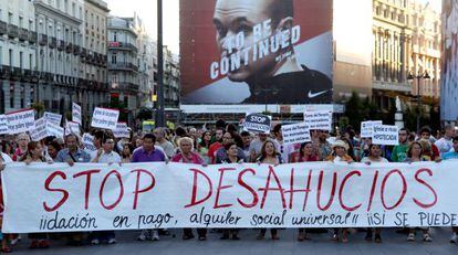Manifestaci&oacute;n en Madrid en contra de los desahucios, el pasado julio.