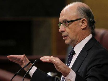 El ministro de Hacienda y Administraciones P&uacute;blicas, Crist&oacute;bal Montoro, en la intervenci&oacute;n de esta semana durante el Pleno del Congreso de los Diputados.