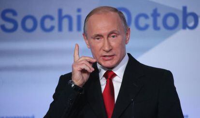 Putin, durante su intervenci&oacute;n este jueves en Sochi.