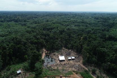 Bosque de la comunidad Centro Arenal deforestada por taladores ilegales, en la región Loreto, en la Amazonia peruana.