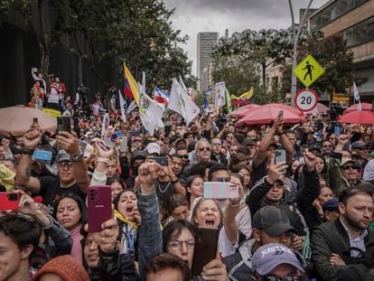 Una marcha en apoyo a las reformas políticas de Gustavo Petro, en Bogotá, el 7 de junio.