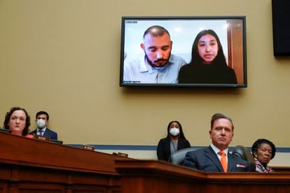 Felix and Kimberly Rubio, parents of one of the Uvalde victims, appear by video call with a commission dedicated to the epidemic of armed violence.