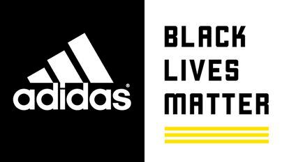 Logotipos oficiales de Adidas y de la Black Lives Matter Global Network Foundation.