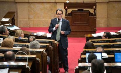 Artur Mas, ayer en una de sus intervenciones en el &#039;Parlament&#039;.