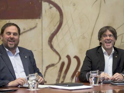Oriol Junqueras i Carles Puigdemont al Consell Executiu.