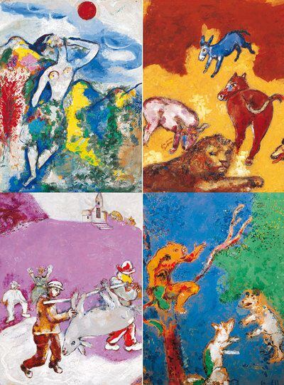 Ilustraciones realizadas  por Marc Chagall entre 1926 y 1927 para las fábulas de La Fontaine y que ahora se publican en Italia por primera vez.
