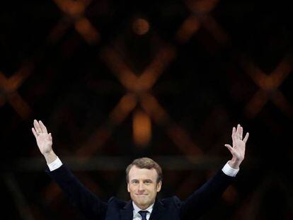 Emmanuel Macron, el pasado domingo, durante la noche electoral.