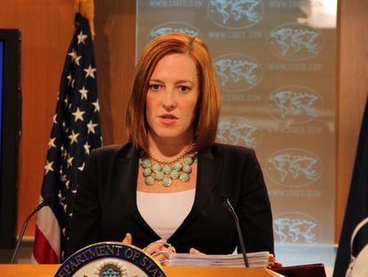 Jen Psaki cuando era portavoz del Departamento de Estado en 2015.