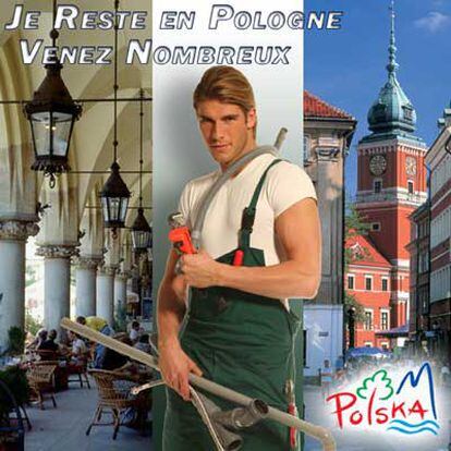 La <i>web</i> oficial de Turismo de Polonia. El fontanero dice: "Yo me quedo en Polonia. Venid todos".