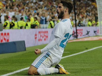 Isco celebra su segundo gol ante el Espanyol