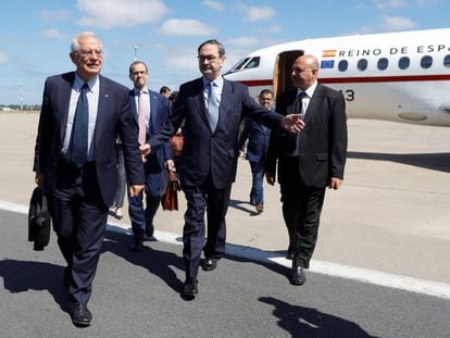 Josep Borrell arribant a Rabat, dijous passat.