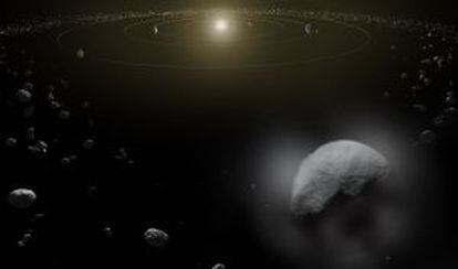 Ilustraci&oacute;n de Ceres en el cintur&oacute;n de asteroides. 