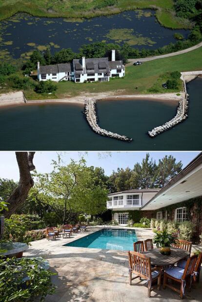 La casa de Katharine Hepburn en Long Island (arriba) y la de Elizabeth Taylor en Los Ángeles.