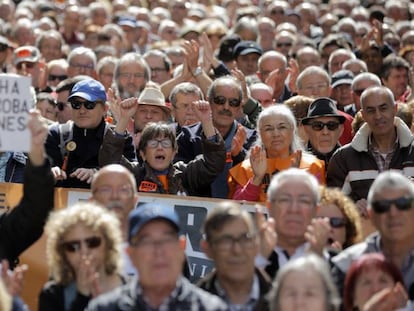 Cabecera de la manifestación en Barcelona.