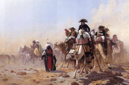 En los cuadros clásicos invadir Egipto en julio con casaca y bicornio queda muy elegante, pero habría que ver cómo olían. En la imagen, Napoleón y sus tropas en Egipto tal y como las pintó Jean-Léon Gérôme.