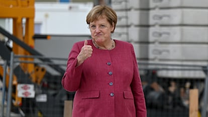 Merkel, tras poner la primera piedra de un centro de día el viernes de la semana pasada en Brandeburgo.