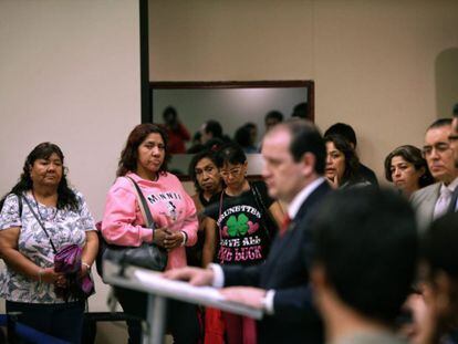 Familiares de las víctimas en una rueda de prensa sobre el 'caso Heavens'.