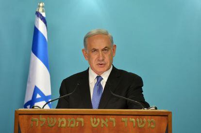 El primer ministre Netanyahu durant la seva compareixença divendres.
