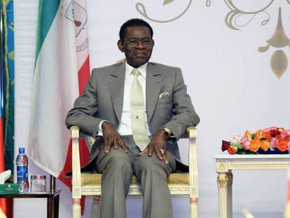 El dictador ecuatoguineano,Teodoro Obiang, en una visita a Addis Abeba (Etiop&iacute;a) este jueves.  