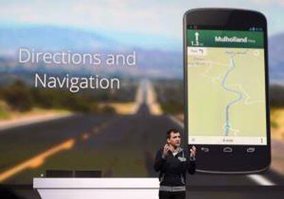 Daniel Grap, director de Google Maps, expone el nuevo diseño y navegación de Google Maps en el escenario de los desarrolladores del Google I/O en el Centro de Convenciones Moscone West de San Francisco, California (EEUU).