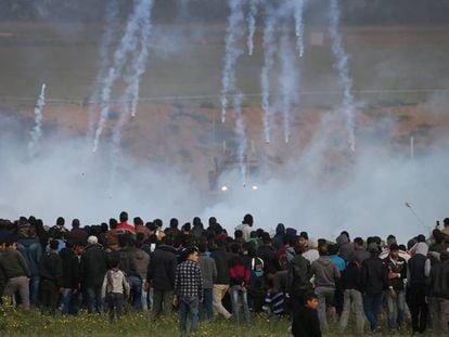 Protesta palestina en la frontera de Gaza con Israel, el viernes 22 de febrero. 