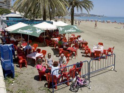 Chiringuito en la playa de La Malagueta, en Málaga.