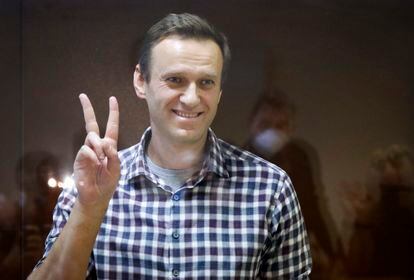 El opositor Alexéi Navalni en el Tribunal Municipal de Moscú, este sábado.