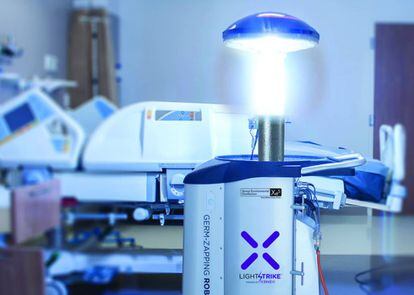 El robot desinfectante de Xenex elimina cualquier microorganismo vivo en una habitación con la aplicación de rayos UV. Ya lo utilizan en hospitales del nombre de la Clínica Mayo, en Estados Unidos. |